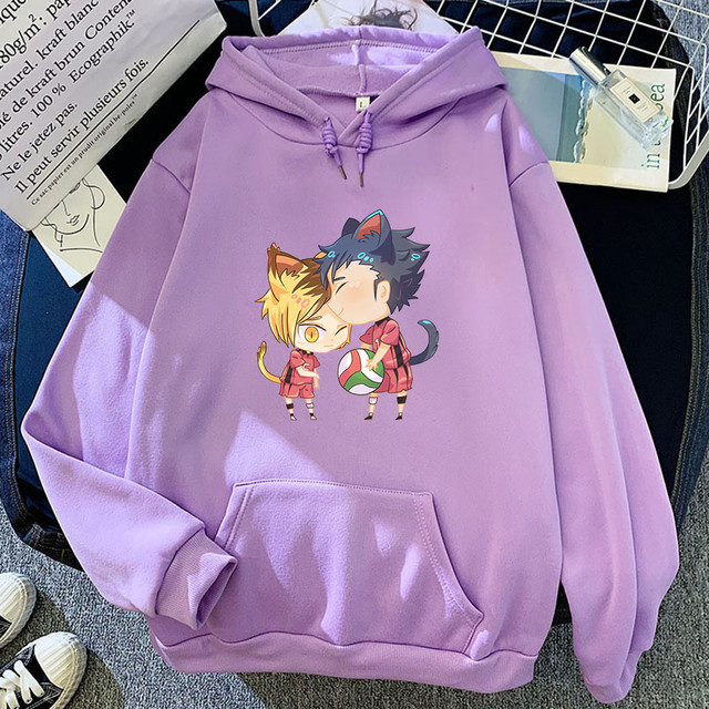 Hoodie de Haikyuu anime feminino, moletom unissex, manga Kuroken, beijo na  testa, roupas grandes, estilo coreano, inverno, venda quente